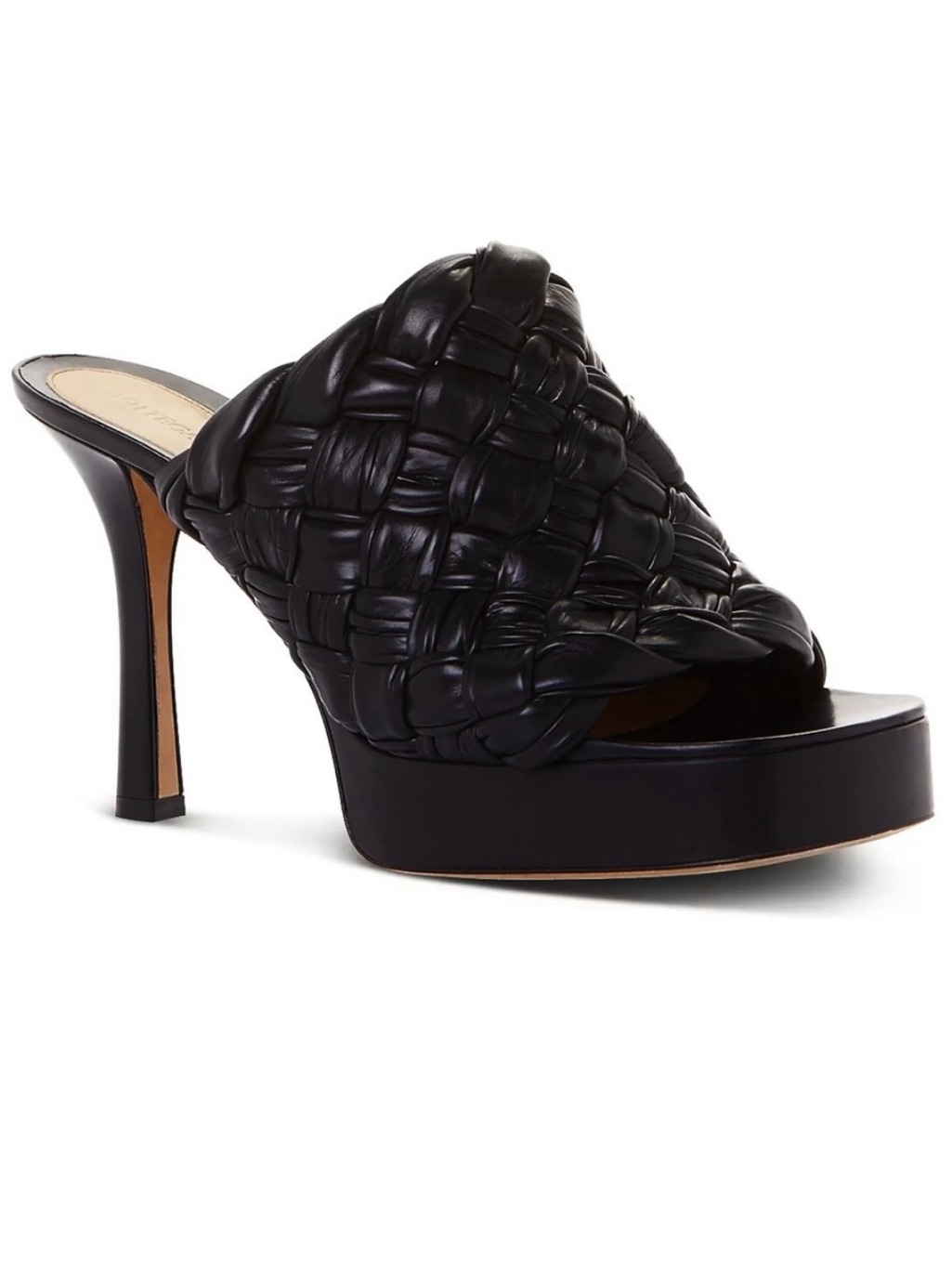 Bottega Veneta Black Woven Leather Platform Sandals